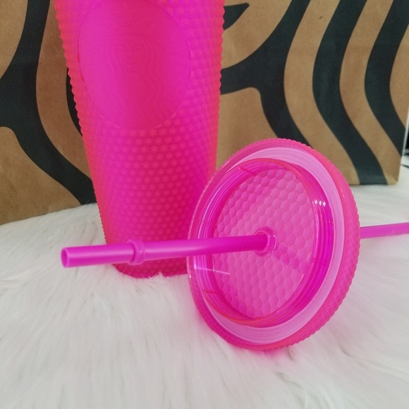 Starbucks Halloween Fall 2021 Release Neon Pink Studded Cold Cup Limited Edition - Picture 2 of 5